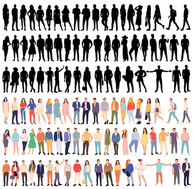 Colección de personas en vector aislado de estilo plano