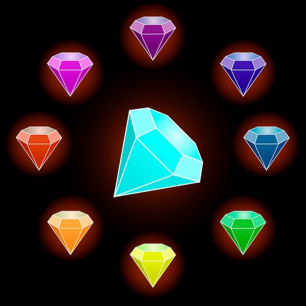 colección de piedras preciosas de colores diamantes de colores del arco iris conjunto de piedras especiales