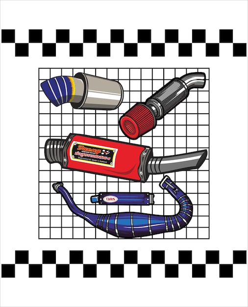 colección de piezas de repuesto de motocicletas de diseño vectorial
