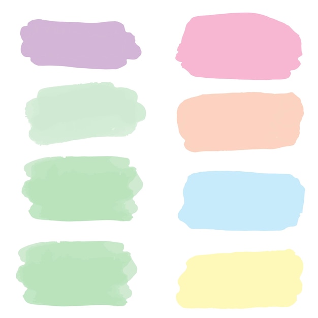 Colección de pinceladas de acuarela en colores pastel