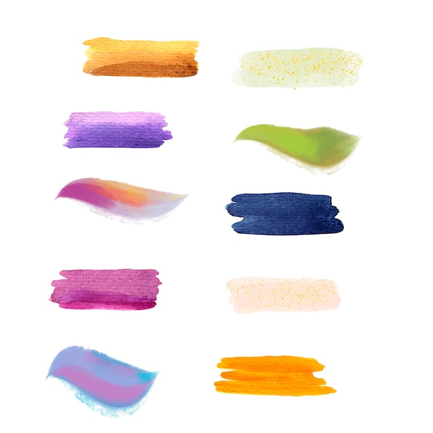 Colección de pinceladas de acuarela de colores