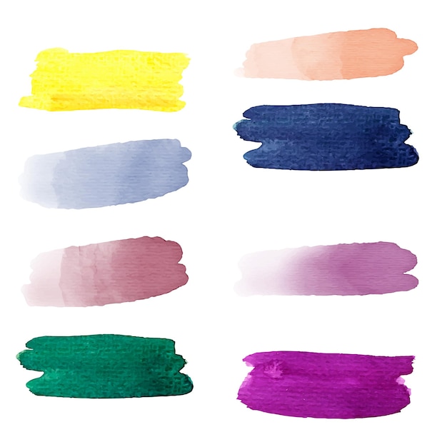 Colección de pinceladas de acuarela de colores