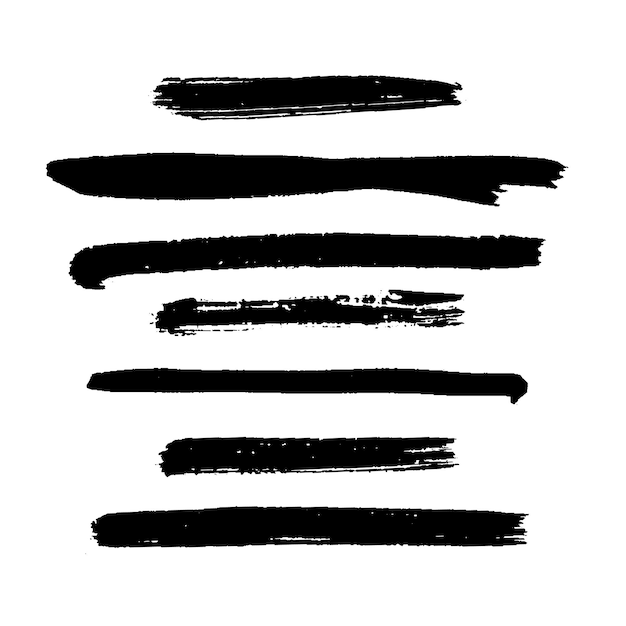Colección de pinceladas negras y marcas de pintura con varias texturas