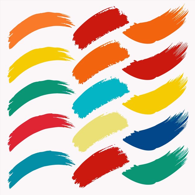 una colección de pinceles coloridos con diferentes colores y colores