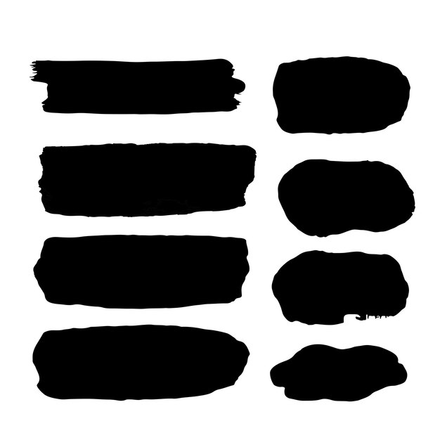 Colección de pinceles y formas de pintura negra