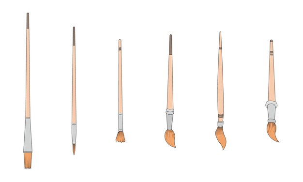 Colección de pinceles de pintura de diseño plano Ilustración vectorial