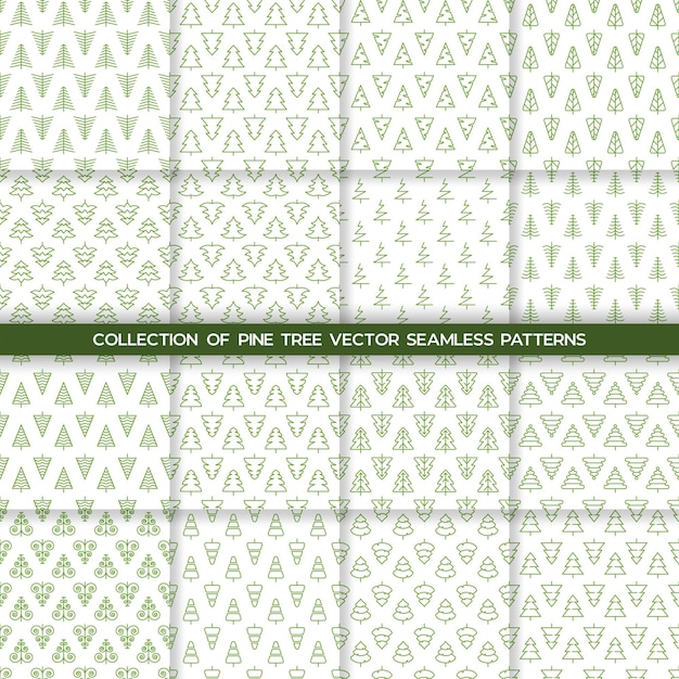 Colección de Pine Tree vector de fondo de patrón sin costura