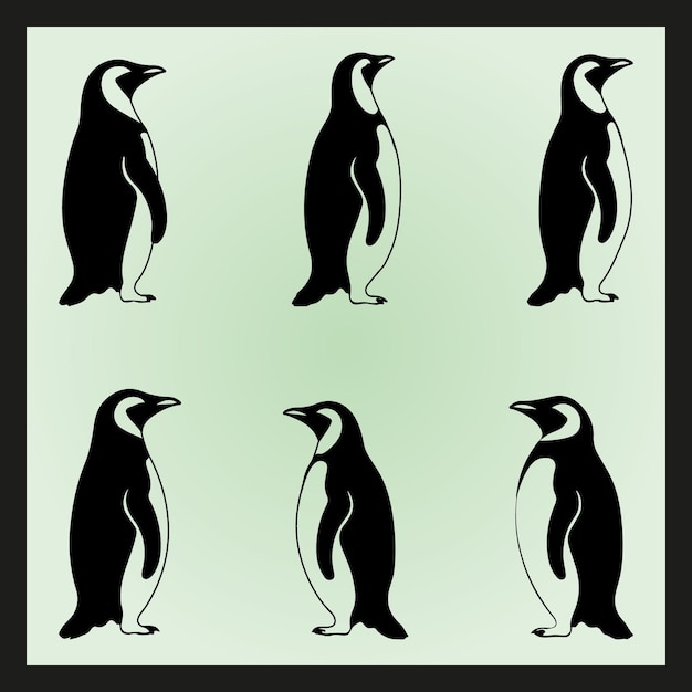 una colección de pingüinos con diferentes diseños en ellos