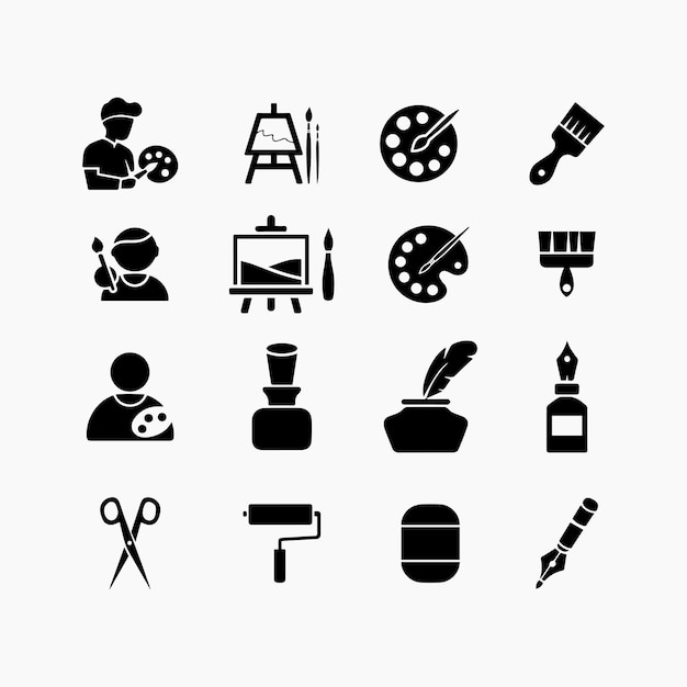 Colección de pinturas de artistas de iconos de siluetas