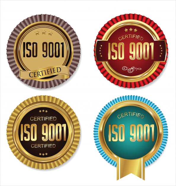 Colección de placas de oro con certificación ISO 9001