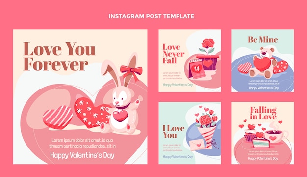 Vector colección plana de historias de instagram del día de san valentín