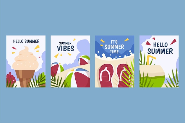 Vector colección plana de historias de instagram de verano