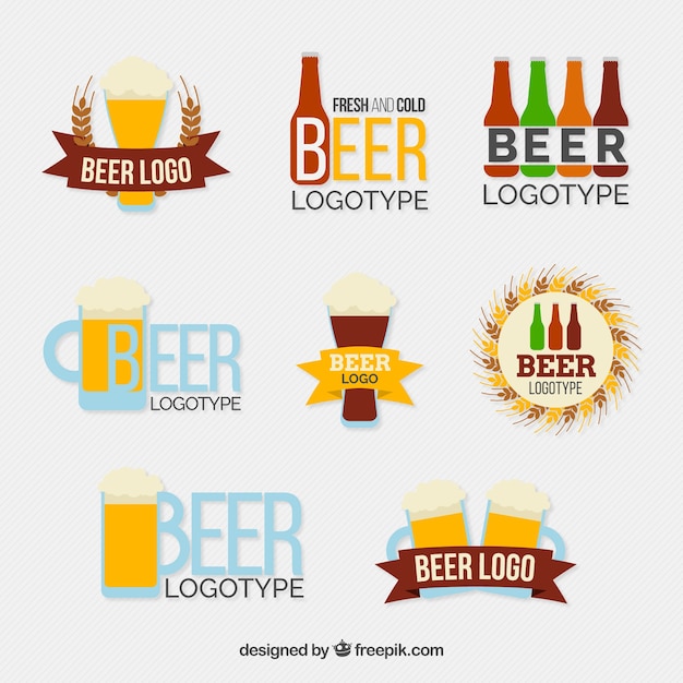 Vector colección plana logos de cerveza