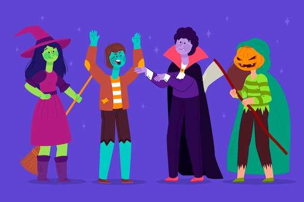 Vector colección plana de personajes de halloween