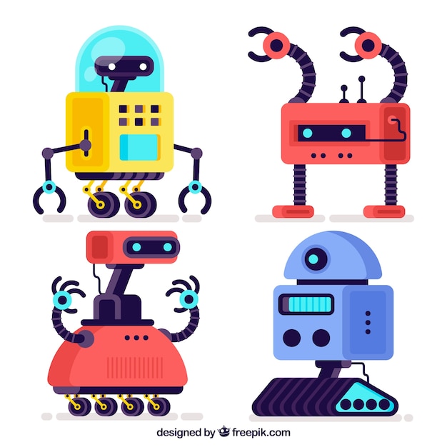 Colección plana de personajes de robot