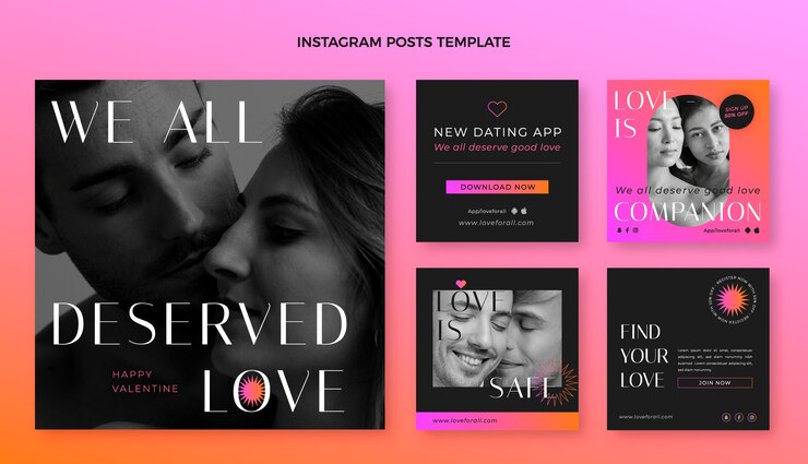 Vector colección plana de publicaciones de instagram del día de san valentín