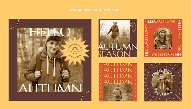 Vector colección plana de publicaciones de instagram de otoño