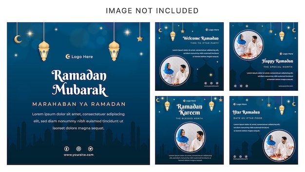 Colección plana de publicaciones de instagram de ramadán