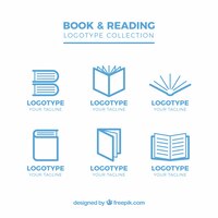 Vector colección plana de seis logotipos con libros