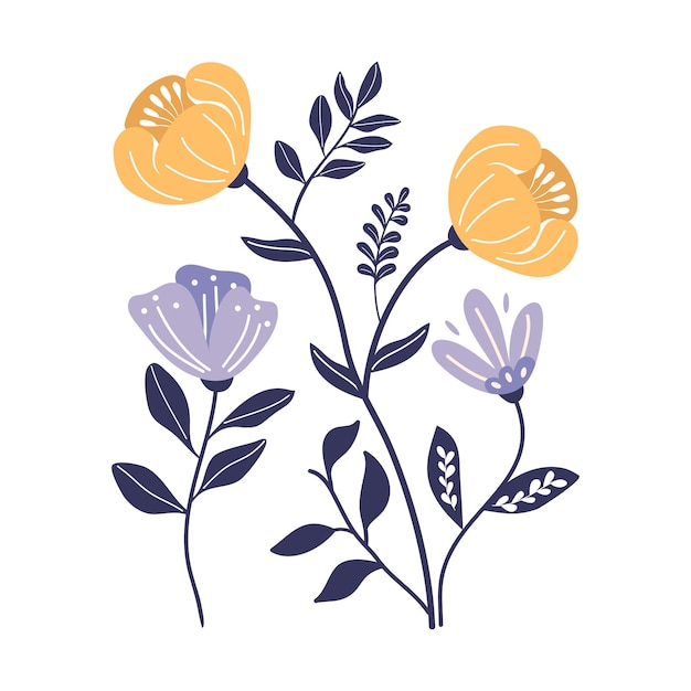 una colección de plantas y flores del jardín