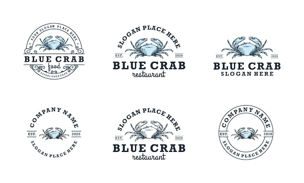 colección de plantilla de diseño de logotipo de cangrejo clásico