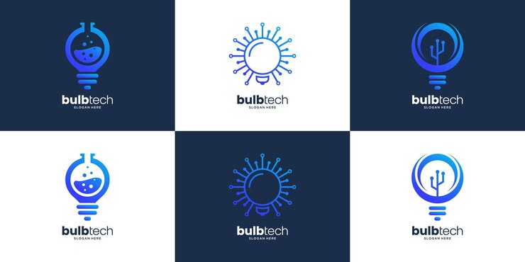 Colección de plantilla de diseño de logotipo de tecnología de bombilla inteligente