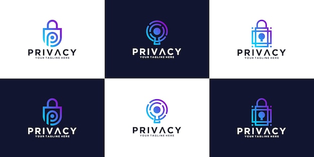 Colección de plantilla de diseño de seguridad de logotipo de privacidad