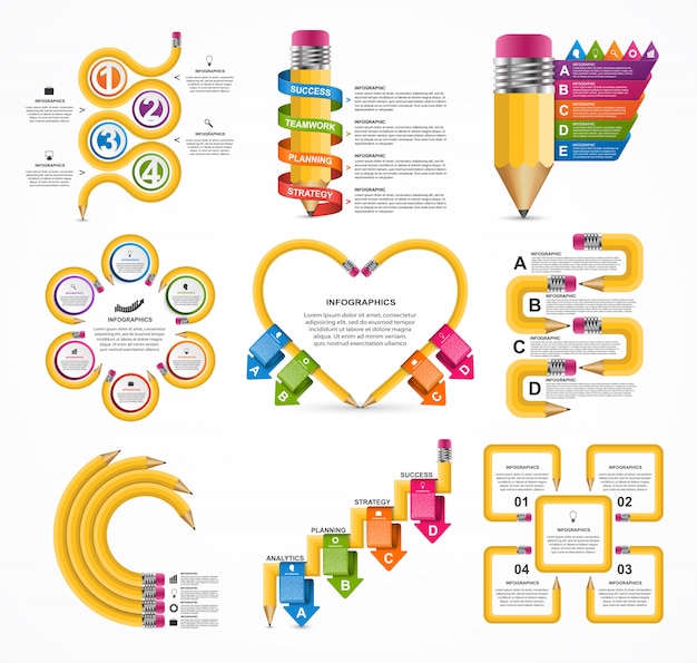 Colección de plantilla de infografías de educación.