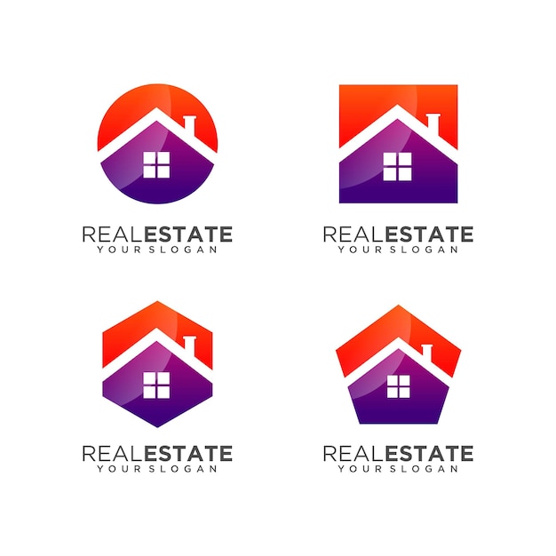Colección de plantilla de logotipo de casa de bienes raíces Vector Premium