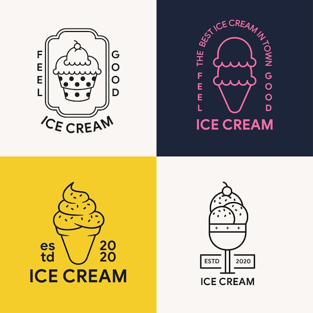 colección de plantilla de logotipo de helado