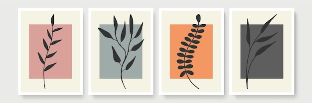 Colección de plantillas de banner orgánico abstracto. Fondo mínimo en estilo boho con espacio para copiar texto. ilustración para portada, postal, papel tapiz, arte de la pared