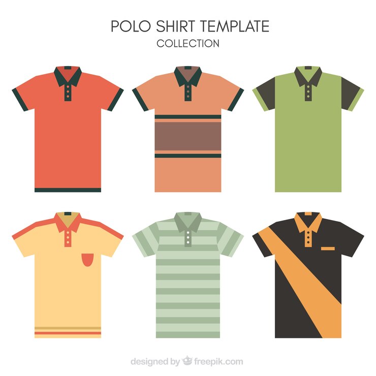 Vector colección de plantillas de camiseta de polo de rayas