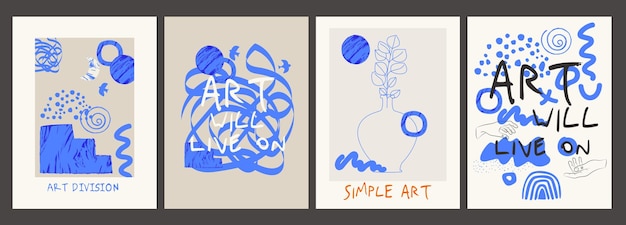 Colección de plantillas de carteles interiores de arte. Cartel de inspiración. Arte lineal abstracto, arte simple