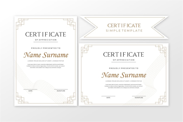 colección de plantillas de certificado de marco simple