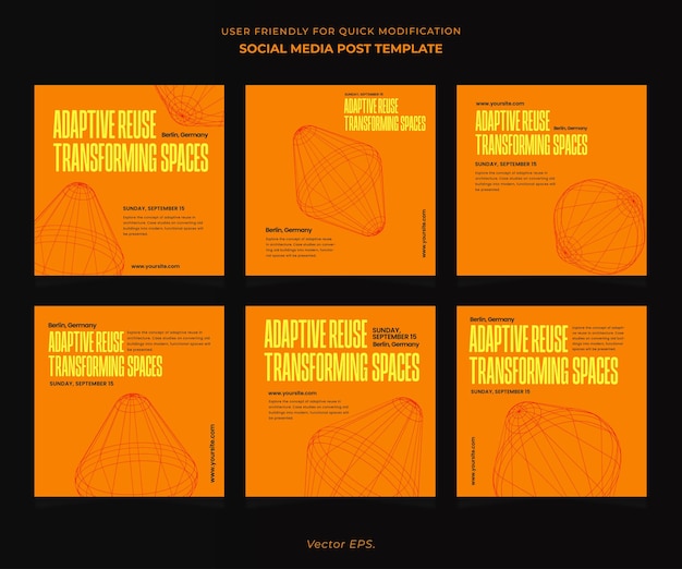Colección de plantillas de conferencias Arquitecto Webinar en línea Brutalismo amarillo naranja