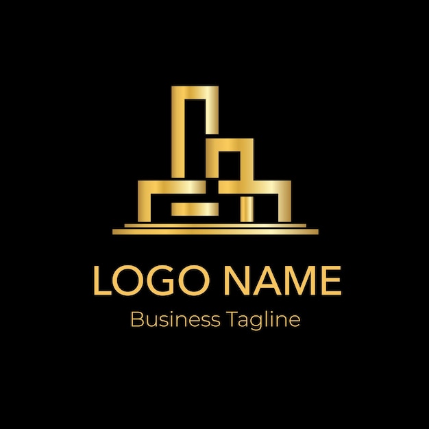 Colección de plantillas de diseño de logotipo de la empresa de negocios de oro de edificios inmobiliarios