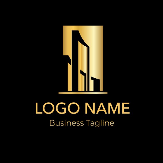 Colección de plantillas de diseño de logotipo de la empresa de negocios de oro de edificios inmobiliarios
