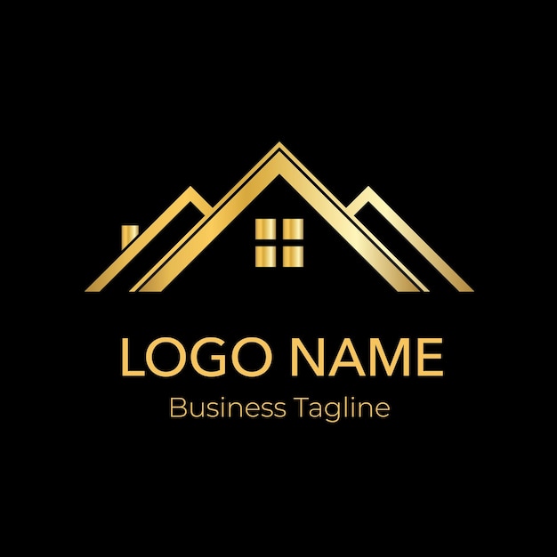 Colección de plantillas de diseño de logotipo de la empresa de negocios de oro de edificios inmobiliarios