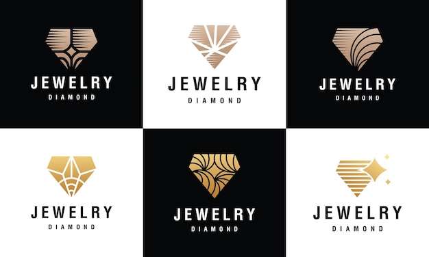 Colección de plantillas de diseño de logotipos de joyas de diamantes