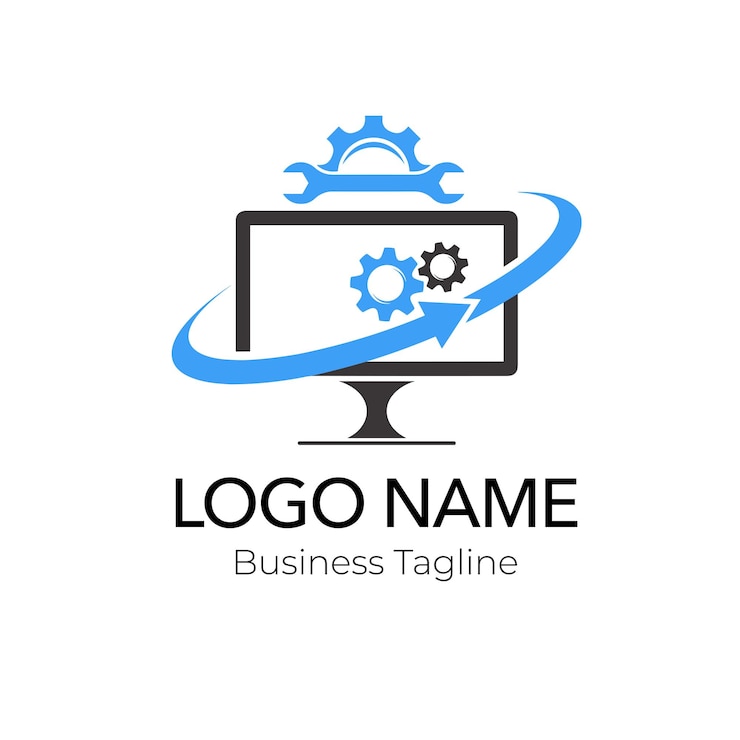 Vector colección de plantillas de diseño de logotipos de servicios informáticos