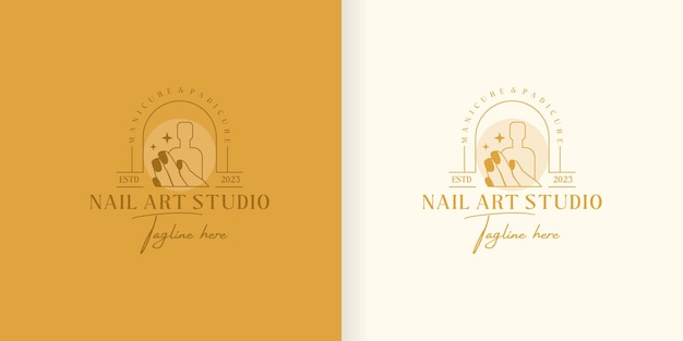 Colección de plantillas de diseño de logotipos de uñas con un estilo abstracto creativo