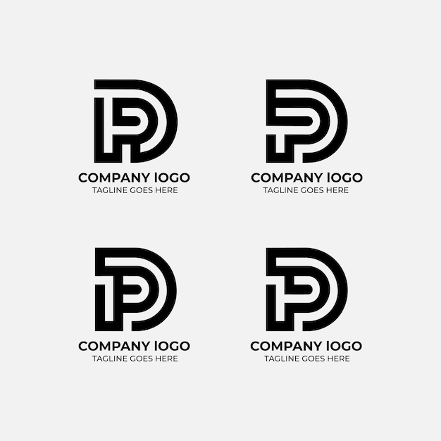 Colección de plantillas de diseño plano del conjunto de logotipos D