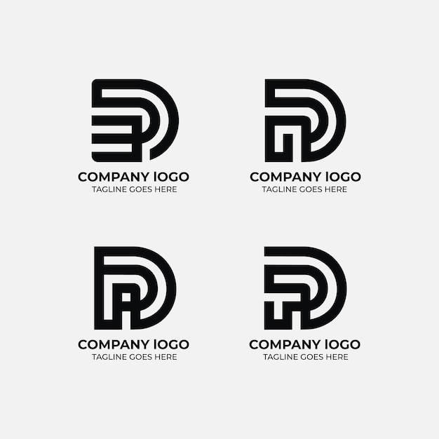 Colección de plantillas de diseño plano del conjunto de logotipos D