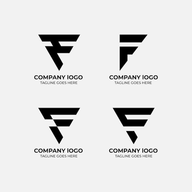 Colección de plantillas de diseño plano del conjunto de logotipos F