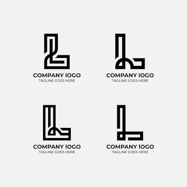 Colección de plantillas de diseño plano del conjunto de logotipos L