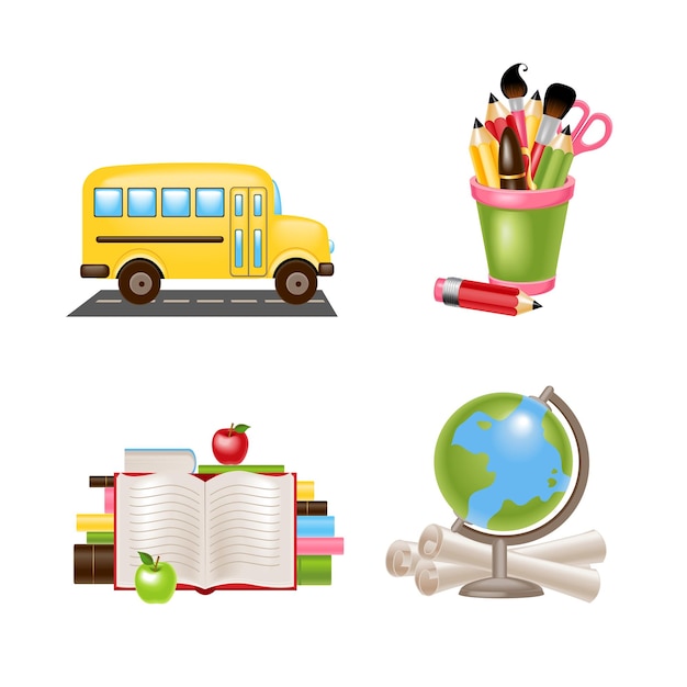 colección de plantillas de diseño vectorial de ilustración de regreso a la escuela
