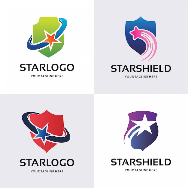 Colección de plantillas de diseños de logotipo de star shield