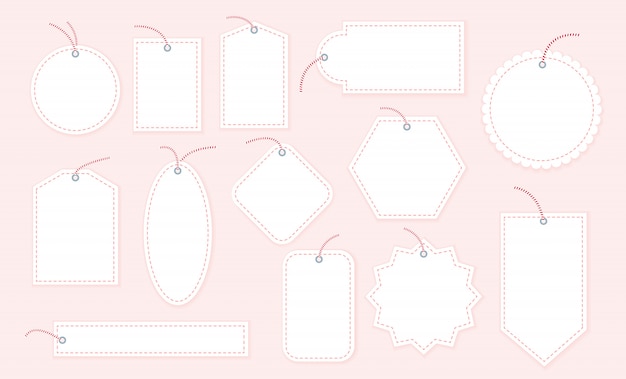 Colección de plantillas de etiquetas de regalo en blanco, diferentes formas aisladas