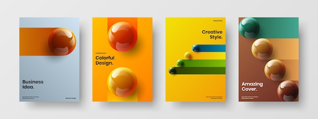 Colección de plantillas de folletos de bolas de colores 3D