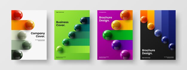 Colección de plantillas de folletos de bolas realistas minimalistas